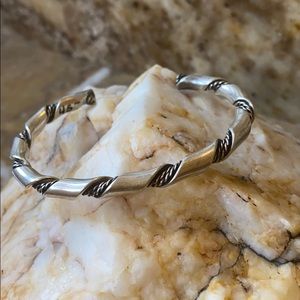 Silver Twisted Rope Cuff Bracelet
